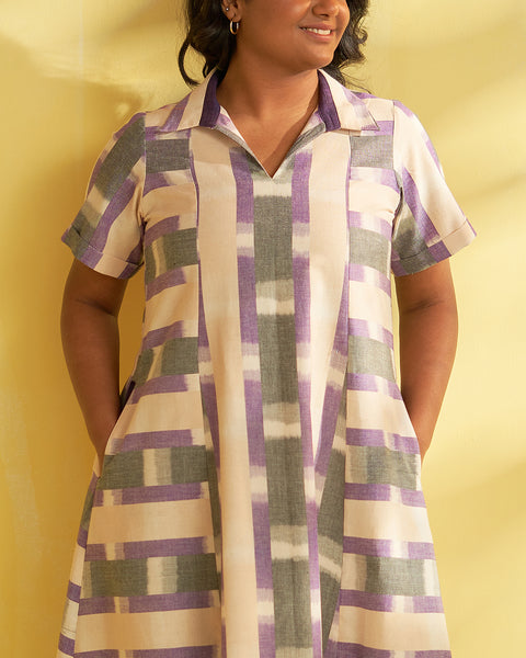 Purple Cloud Handwoven Ikat Dress