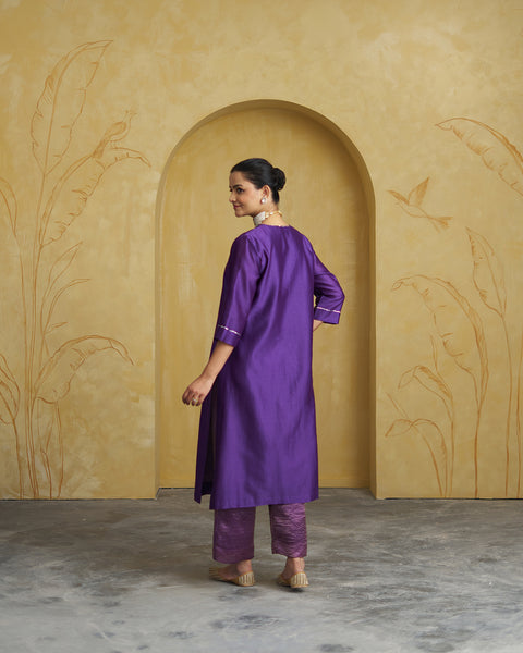 The Jamun Purple Silk Chanderi Set