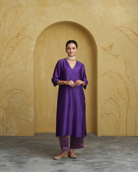 The Jamun Purple Silk Chanderi Set