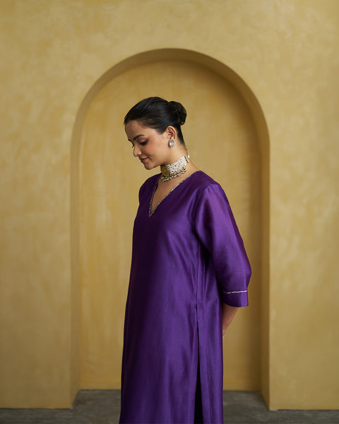 The Jamun Purple Silk Chanderi Set