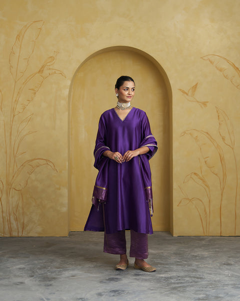 The Jamun Purple Silk Chanderi Set
