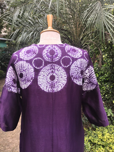 Deep Purple Shibori Silk Chanderi Set