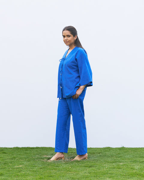 Royal Blue Kimono Co-ord Set