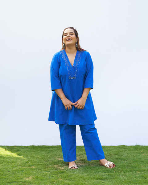 Royal Blue Handwoven Cotton Set