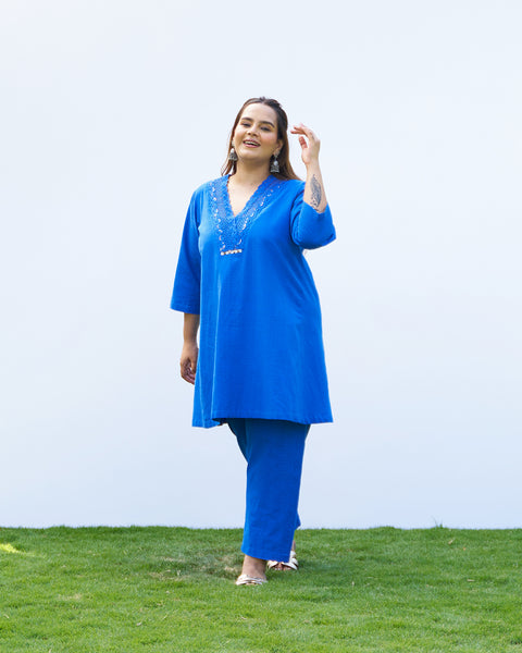 Royal Blue Handwoven Cotton Set