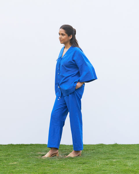 Royal Blue Kimono Co-ord Set