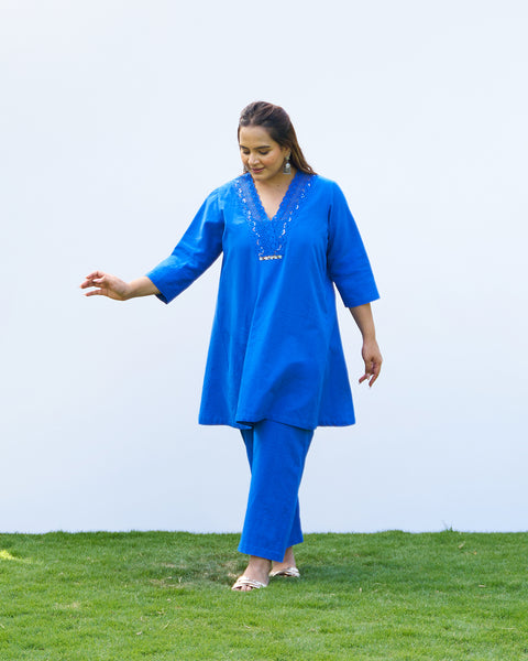Royal Blue Handwoven Cotton Set
