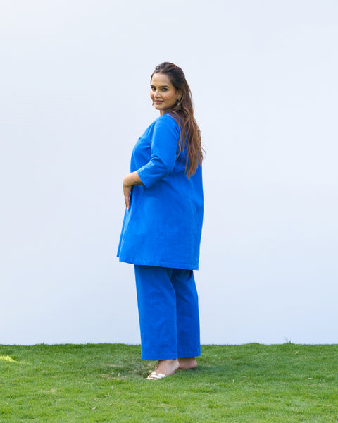 Royal Blue Handwoven Cotton Set