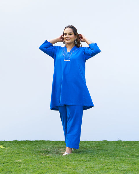 Royal Blue Handwoven Cotton Set