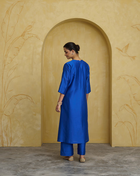 The Royal Blue Silk Chanderi Set