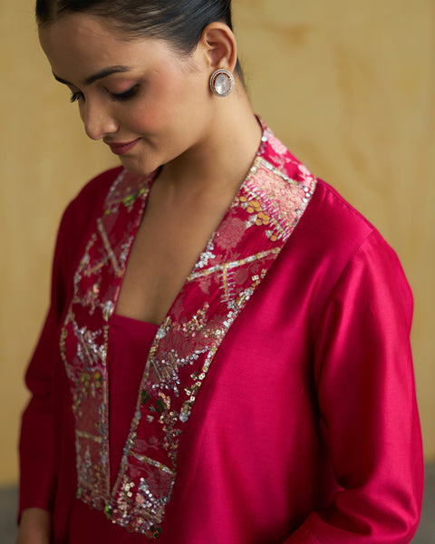 The Gulnaar Silk Chanderi Set with Handwork