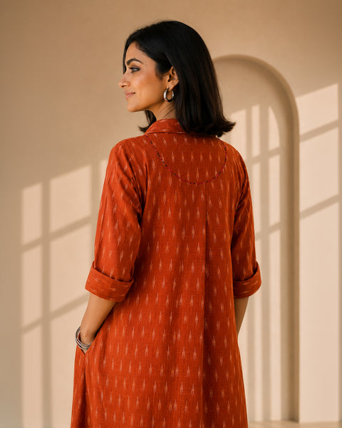 The Sienna Rust Ikat Dress