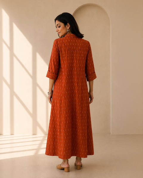The Sienna Rust Ikat Dress