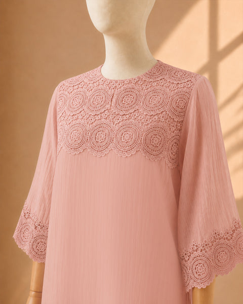 Rose Pink Mul Chanderi & Lace Set