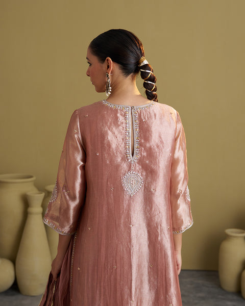 The Rose Pink Banarasi Tissue & Silk Chanderi Kalidaar