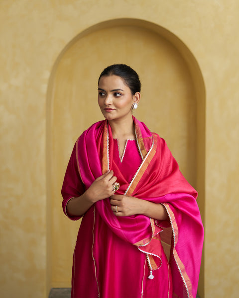 Raspberry Pink Silk Chanderi Set