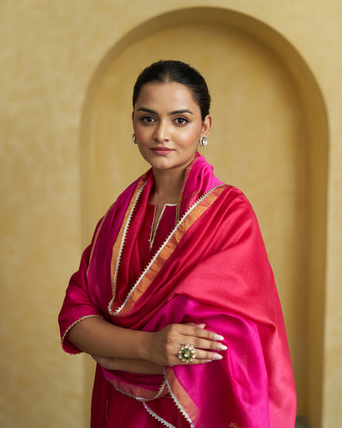 Raspberry Pink Silk Chanderi Set