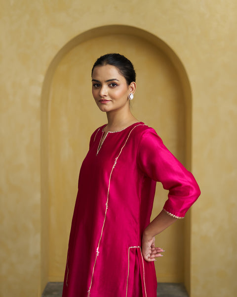 Raspberry Pink Silk Chanderi Set