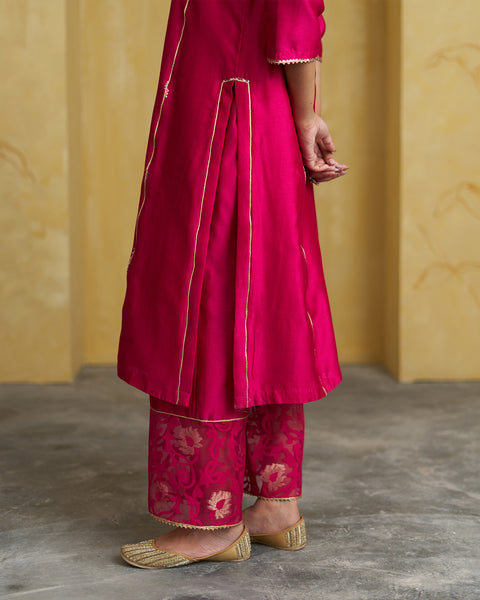 Raspberry Pink Silk Chanderi Set