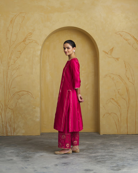 Raspberry Pink Silk Chanderi Set