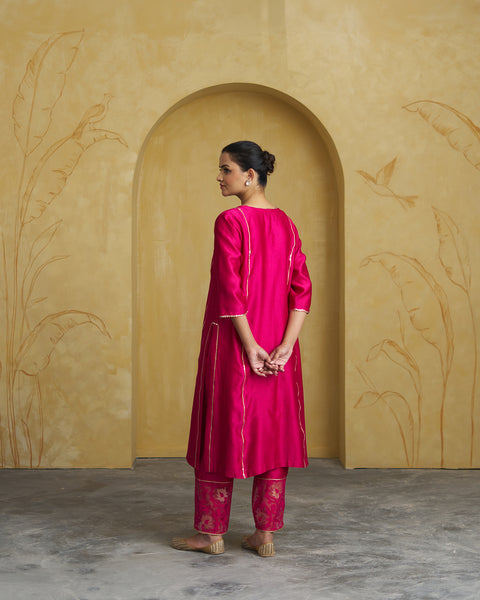 Raspberry Pink Silk Chanderi Set