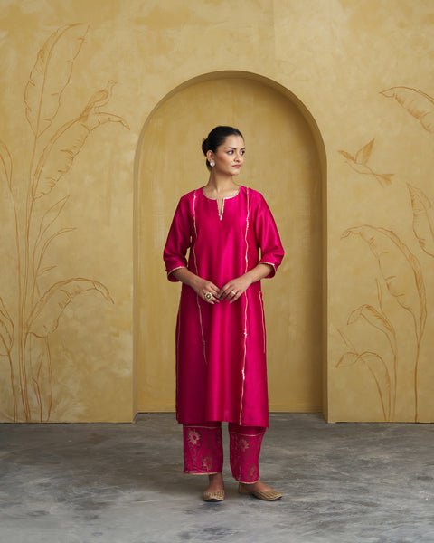 Raspberry Pink Silk Chanderi Set