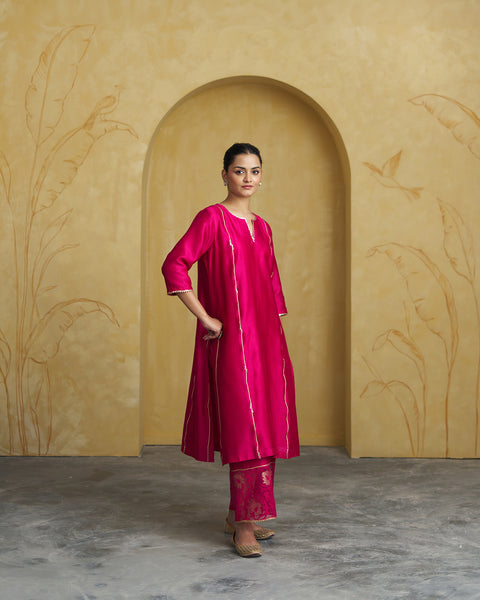 Raspberry Pink Silk Chanderi Set