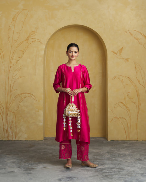 Raspberry Pink Silk Chanderi Set