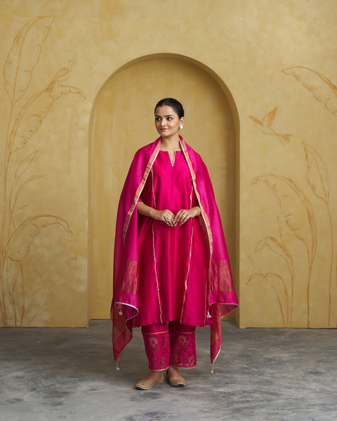 Raspberry Pink Silk Chanderi Set