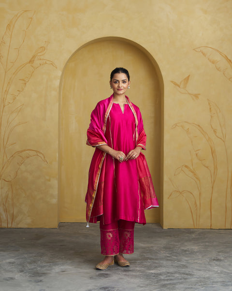 Raspberry Pink Silk Chanderi Set