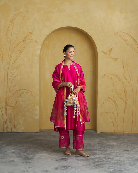 Raspberry Pink Silk Chanderi Set