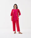 Red & Pink handwoven cotton co-ord set