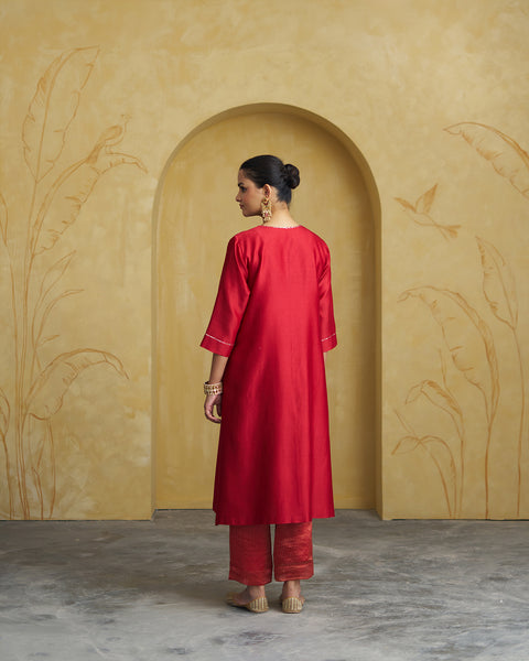 The Sindoori Red Silk Chanderi Set