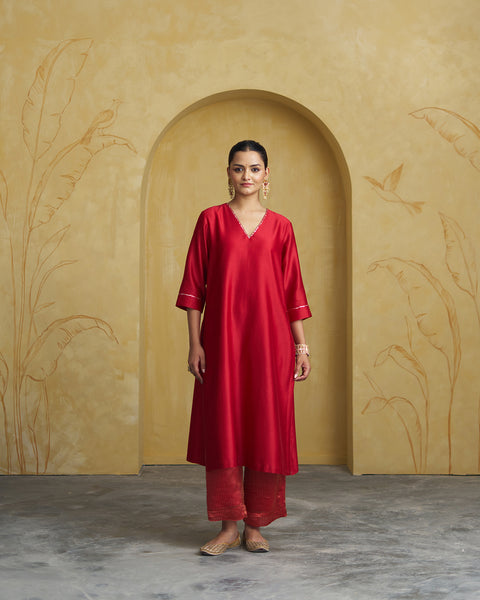 The Sindoori Red Silk Chanderi Set