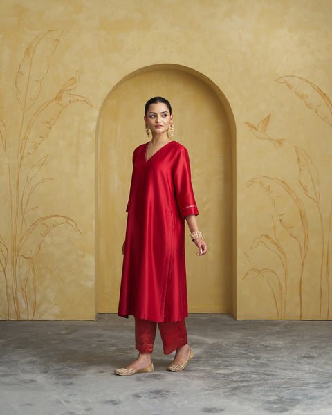 The Sindoori Red Silk Chanderi Set