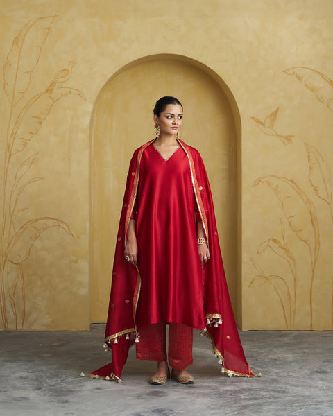 The Sindoori Red Silk Chanderi Set