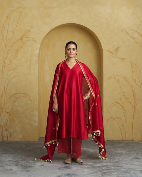 The Sindoori Red Silk Chanderi Set
