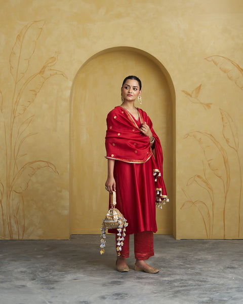 The Sindoori Red Silk Chanderi Set