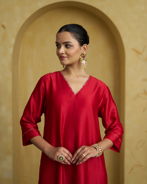 The Sindoori Red Silk Chanderi Set