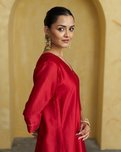 The Sindoori Red Silk Chanderi Set