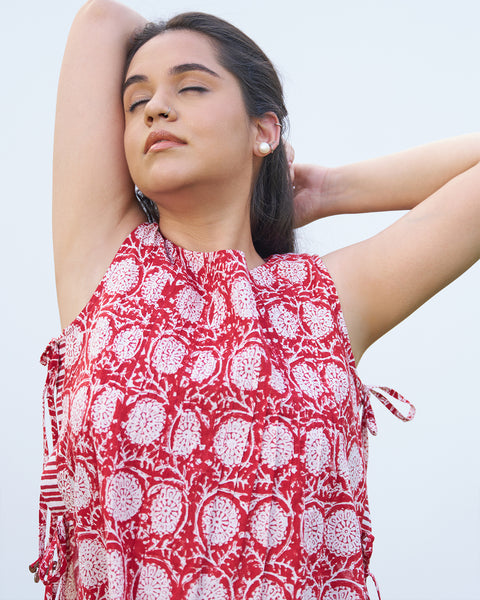 The Poppy Red Sleeveless Set