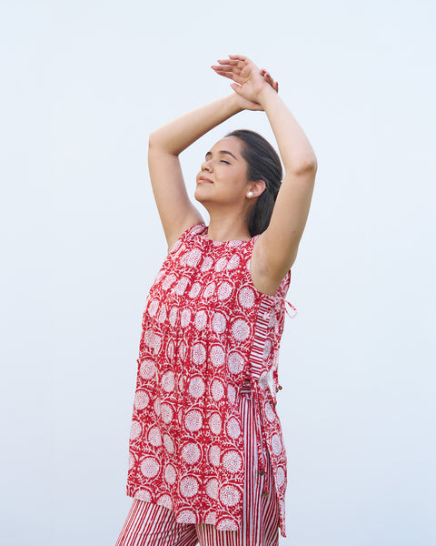 The Poppy Red Sleeveless Set