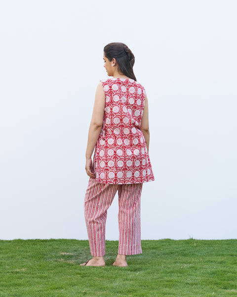 The Poppy Red Sleeveless Set