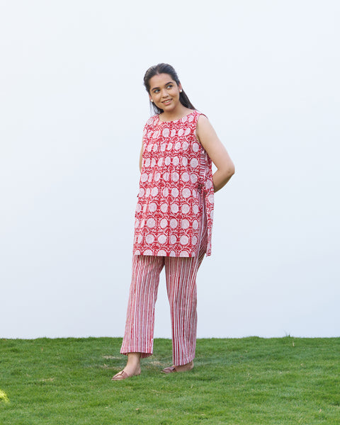 The Poppy Red Sleeveless Set