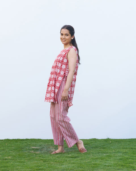 The Poppy Red Sleeveless Set
