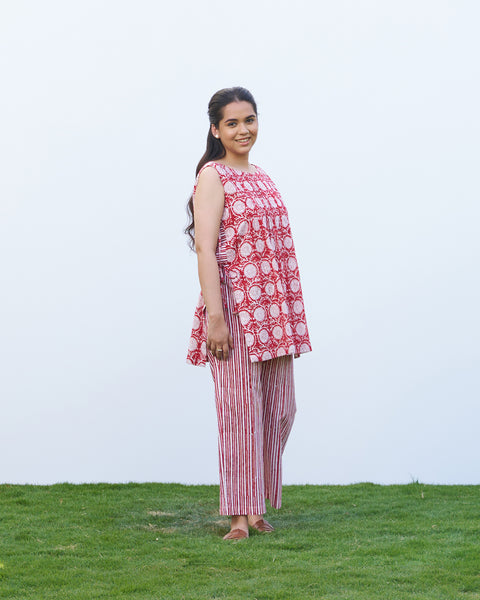 The Poppy Red Sleeveless Set