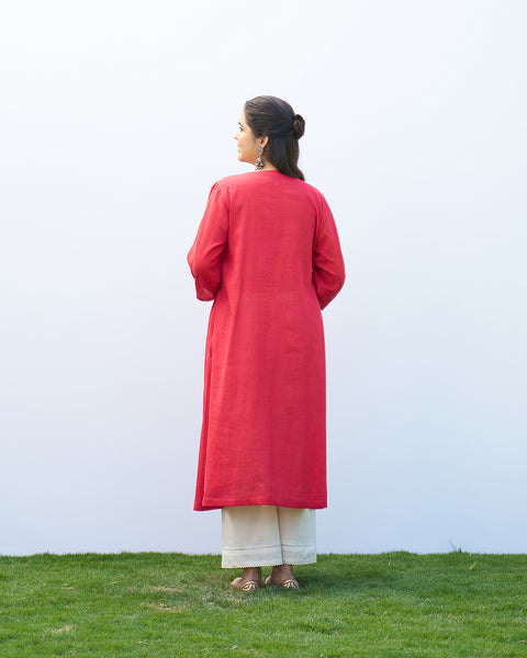 Red Pure Mul Kurta