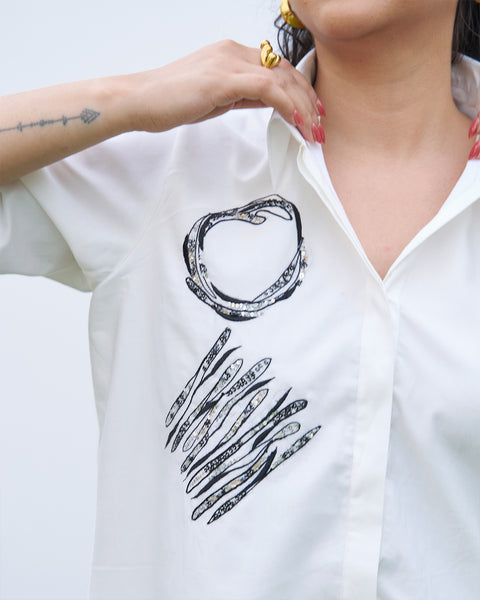 The All-Day White Scribble Shirt - Black