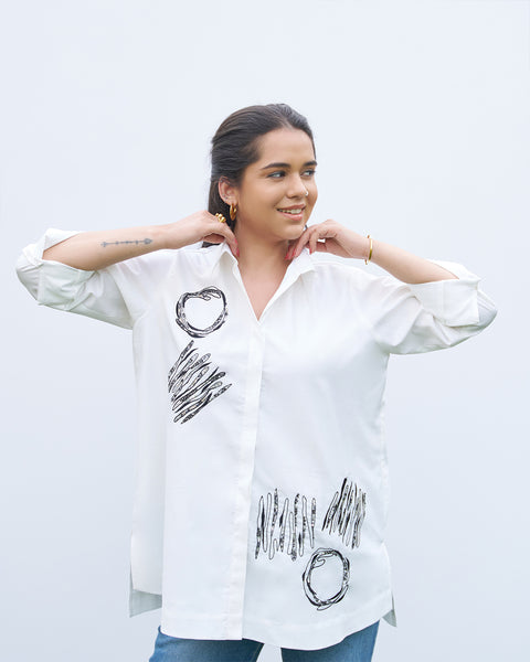 The All-Day White Scribble Shirt - Black
