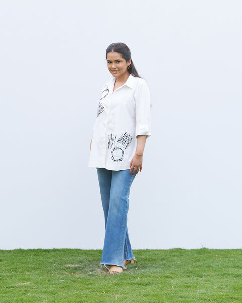 The All-Day White Scribble Shirt - Black